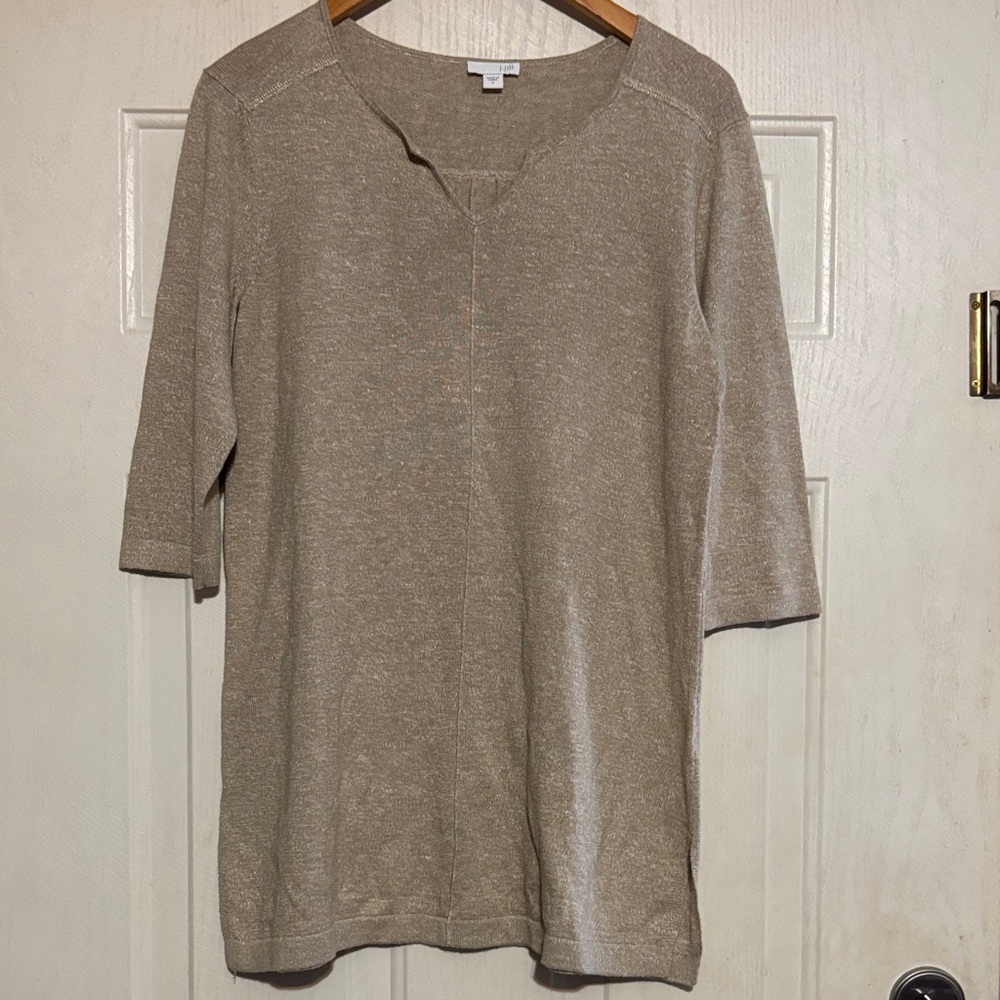 J.Jill Beige 3/4 Sleeve Knit Top‎
